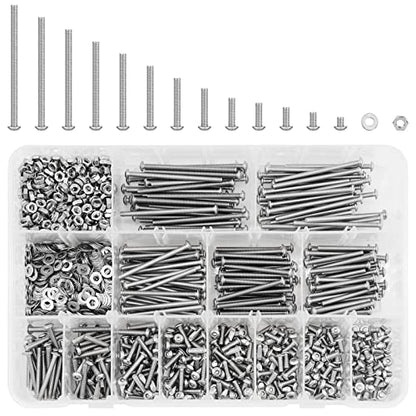 1560PCS M3 Bolts and Nuts Assortment, GTERNITY Metric M3x50/45/40/35/30/25/20/16/12/10/8/6/4 mm Cap Screws Assorted M3 Hex Socket Head Screws Nuts Washers Kit, 304 Stainless Steel - size: M3 1560 B
