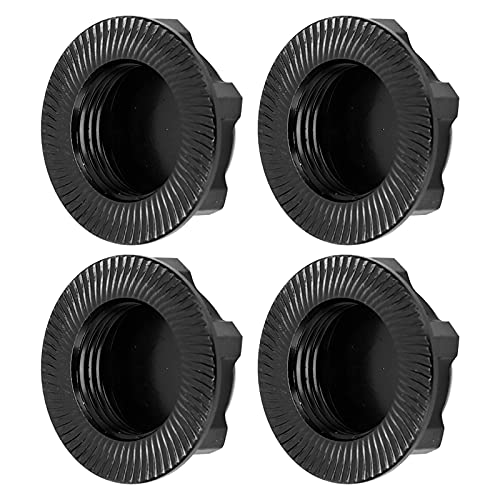 17mm Hex Wheel Nuts, 4pcs Aluminum Alloy 17mm Self Lock Hex Wheel Nuts Adapter Dustproof Caps for 1/8 RC Car Track Wheel Rims (Black) - color: Black