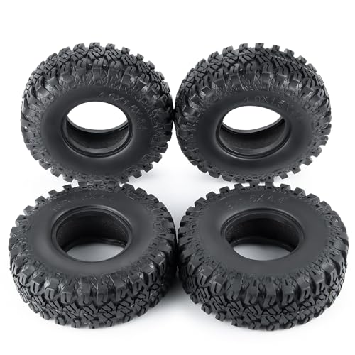 4PCS 1.9" Rubber Tire Wheel Tires 114mm | For 1/10 Axial SCX10 90046 TRX4 D90, RC Crawler Car, Upgrade Parts