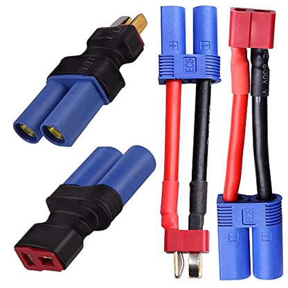 2Pairs EC5 to T Adapter Male Female Connector Plug Set Compatible with Arrma E-flite RC Car Truck Airplane Lipo Battery ESC Balance Charger Motor