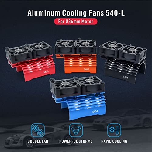 RC Motor Fan Cooling Heatsink, 8.4V 36mm Dual Cooling Fans RC Motor Heatsink Cover 28000RPM for Replacement (Black)