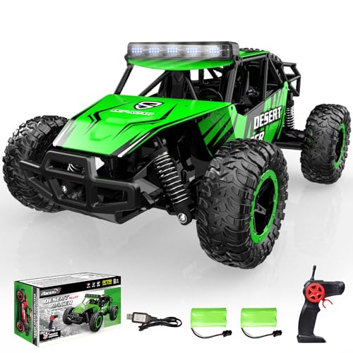RACENT Remote Control Cars for Adults - 1:16 Scale 20kph Fast RC Truck All Terrain Off-Road Monster Truck for Adults with 2 Rechargeable Batteries (Green) - color: Green