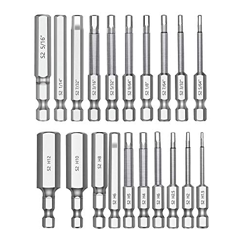 MulWark Hex Head Allen Wrench Drill Bit Set 20PC (10pc Metric & 10pc SAE), 2.3" Long 1/4" Diameter Quick Release Shank Magnetic Screwdriver Bit Set for Assembling Furniture - style: 20PC Hex Head Drill Bit Set