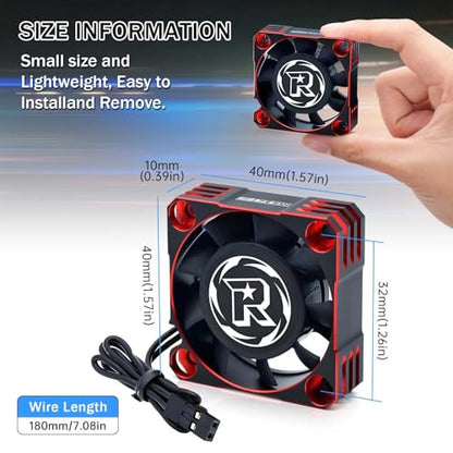 Surpass Hobby 40mm Motor Cooling Fan 16000RPM ESC Fan for 1/10 1/8 RC Car 40mm Brushless Motor (Red Black) - style: Red Black