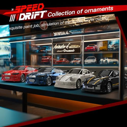 Desktop Mini Size 1:64 Scale 4WD RC Drift Car with Skill-Building Drift Control & LED Lights – Learn Drift Techniques, Fast Charge, Adjustable Throttle, 2.4GHz Remote – Red - size: 1:64 Red