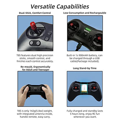 Radiolink T8S 8 Channels 2.4G Pocket RC Transmitter and R8EF Receiver | APP Setting Portable Radio Controller Built-in Rechargeable Battery for Drone/Airplane/Car/Boat and More (Mode 2 Left Hand) - color: Left Stick Not Self Center