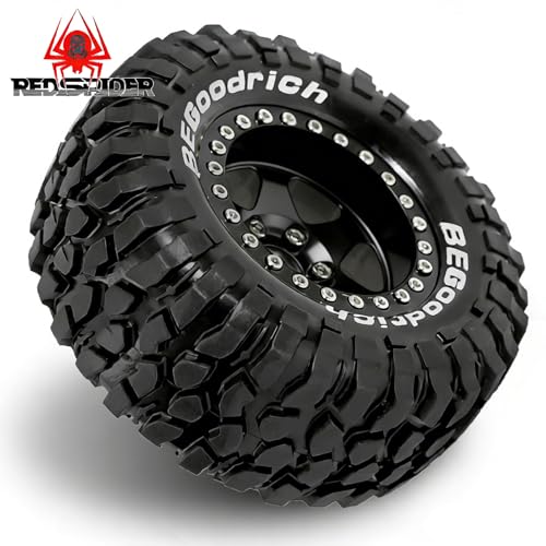 REDSPIDER 1.9'' Rock Crawler Tires OD 95mm/3.74'' (4PCS) For 1/12 RC Crawler MJX H12Y+ H12P Upgrade Replacement Tires (Black) - color: Black