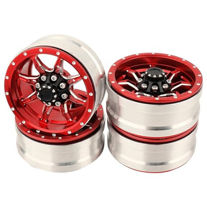 1.9 inch Metal Beadlock Wheel Rims Hubs for Axial SCX10 I II III 90046 SCX10 PRO Capra TRX4 RC4WD D90 1/10 RC Rock Car Crawler Upgrade Part (red) - color: Red