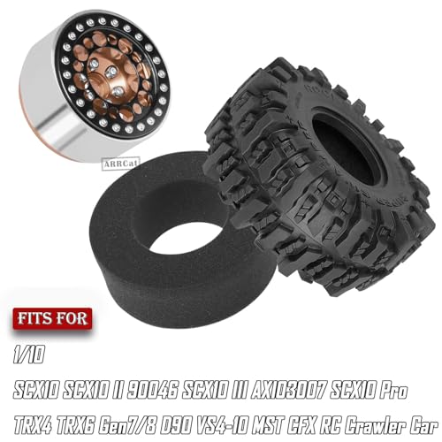 RC 1.9 Beadlock Wheels and Tires for 1/10 SCX10 SCX10 II 90046 SCX10 III AXI03007 SCX10 Pro TRX4 TRX6 Gen7/8 D90 VS4-10 MST CFX RC Crawler Car,Aluminum 1.9 Beadlock Wheel Rims and Tires,Brown - color: Brown for Axial SCX10