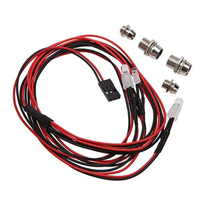 RC Truck Car Led Light Kit,WONFAST LED RC Car 4Led Lamp Set 2 White Headlights 2 Red Taillight Compatible with 1/10 1/8 Truck Rc Car Tank Hsp Tamiya D3 Rc Car Accessories - color: 4 Led