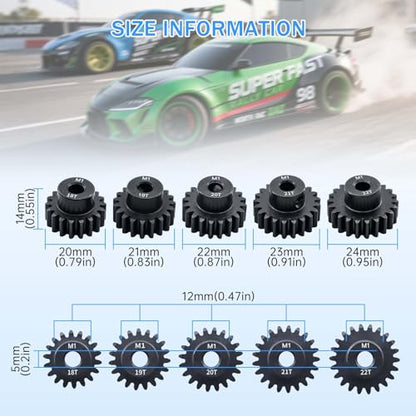 Surpass Hobby Mod 1 Pinion Gear 5mm 18T 19T 20T 21T 22T Motor Gears for 1/10 1/8 RC Car Parts - size: 18T 19T 20T 21T 22T