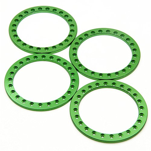 4pcs Aluminum Replacement Wheel Rim Beadlock Ring for 1:10 RC Crawler Car 2.2" RC Wheels/Rims (Green)