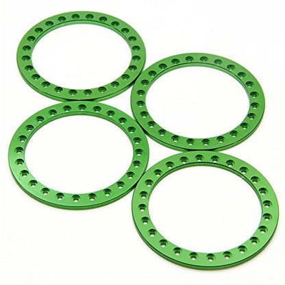 4pcs Aluminum Replacement Wheel Rim Beadlock Ring for 1:10 RC Crawler Car 2.2" RC Wheels/Rims (Green)