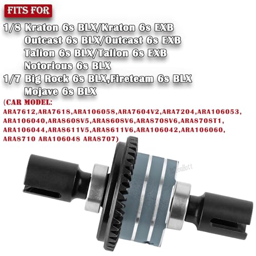 RC 43T/10T Front&Rear Diff Gear Differential Upgrades Part for 1/8 Kraton,Outcast,Notorious,Talion 6s BLX/EXB,1/7 Big Rock,Fireteam,Mojave 6s BLX,Titanium - color: Titanium-(upgrades）