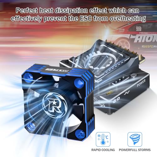 Surpass Hobby 30mm Motor Cooling Fan,28000RPM ESC Cooling Fan,Rc Heatsink for 1/8 1/10 1/12 RC Car 540 550 Brushless Motor (Black Blue) - color: blue