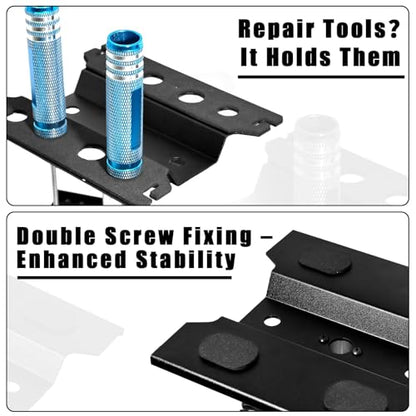 RC Car Work Stand Adjustable Height Lift Lower 360° Rotation Aluminum RC Repair Stand & Small Screw Tray Fit for 1/8 1/10 1/12 1/14 For Traxxa Axial Arrma Redcat RC Crawler Monster Truck Buggy（Black） - color: Black
