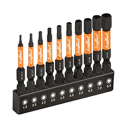toolant Impact Hex Bit Set, Metric, 10-Piece | CNC-machined tips, S2 alloy steel body, hardened core, magnetic fastener retention, impact-driver use - size: 10pcs(Metric)