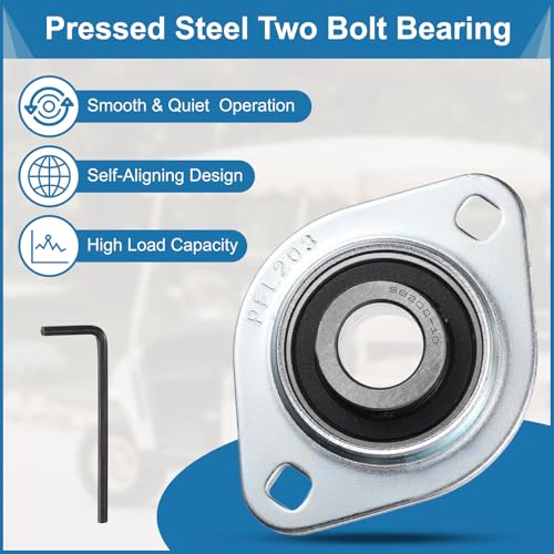 uxcell 2Pcs SBPFL202-10 Pillow Block Bearings 5/8" Bore Bearing Units Steel Flange Mounted Bearing Housing with Wrench - size: SBPFL202-10 (5/8" ID)