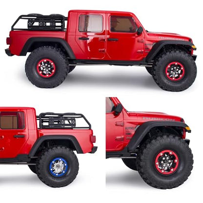1.9 Beadlock Wheels Rim for 1/10 RC Crawler, 190g Lightweight 7075 Aluminum Wheels Compatible with SCX10 CAPRA TRX6 TRX4 Upgrades for RC Trucks Drift Car (Red)