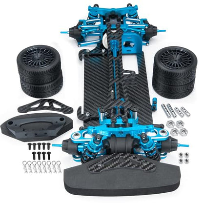 MOHERO Aluminium Alloy &Carbon Fiber Shaft Drive 1/10 RC Touring Car Chassis Frame Body Kit with 4 Wheels for TT01 TT01E