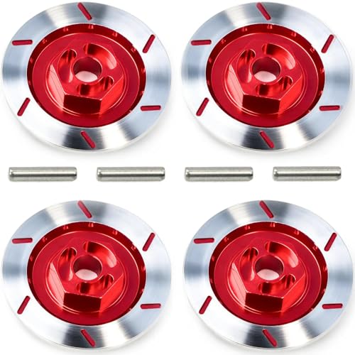 Brake Discs with 12mm Hex Hub for 1/10 Scale RC Cars - Aluminum Alloy Upgrade Kit for Drift, On-Road Car - CNC Machined Performance Part with Anodized Finish Red - color: Red