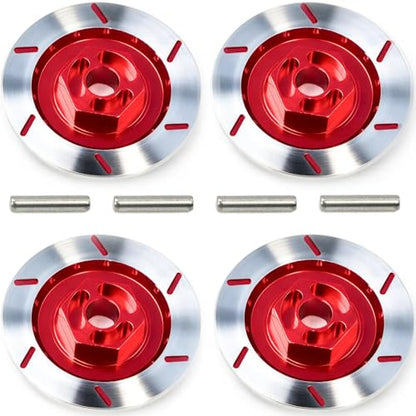 Brake Discs with 12mm Hex Hub for 1/10 Scale RC Cars - Aluminum Alloy Upgrade Kit for Drift, On-Road Car - CNC Machined Performance Part with Anodized Finish Red - color: Red