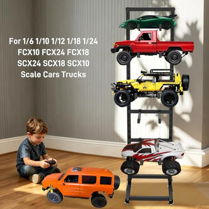 RC Car Stand Display Rack, Universal RC Model Display Shelf, Adjustable RC Car Show Stand for 1/6 1/10 1/12 1/18 1/24 FCX10 FCX24 FCX18 SCX24 SCX18 SCX10 Scale Cars Trucks