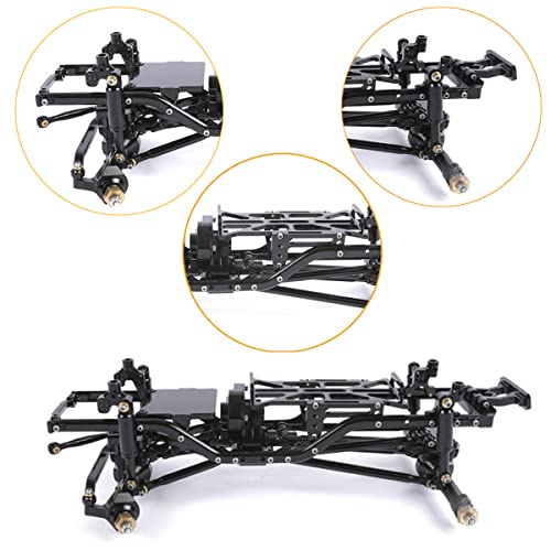 Metal Chassis Frame Assembled Kit for Axial SCX24 Deadbolt AXI90081 1/24 RC Crawler Car Upgrades (Black) - color: Black