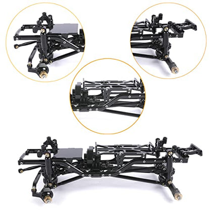 Metal Chassis Frame Assembled Kit for Axial SCX24 Deadbolt AXI90081 1/24 RC Crawler Car Upgrades (Black) - color: Black