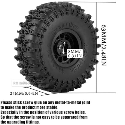 1.0" Beadlock RC Wheels and Tires for 1/18 TRX4M,1/24 SCX24 RC Crawler,1.0 Beadlock Tires w/Alloy Aluminium Wheels 1.0 rc Beadlock Rims,4PCS,Black - color: Black(4pcs)