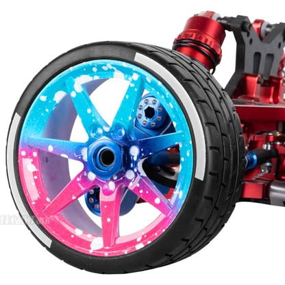 RC Highway Tires Wheel for 1/8 Typhon 6s BLX,1/7 Infraction 6S BLX/Limitless,RC Wheel Rim & Rubber Highway Tires RC Drift Wheels and Tires,Blue Pink - color: Blue Pink - (4pcs Highway Tires)