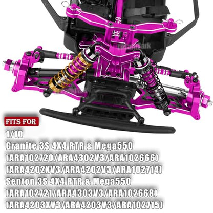 RC Upgrades Part for 1/10 Granite/Senton 3S & Mega550,Shock,A-Arm,Caster Block,Steering Blocks,Stub Axle Carriers,Links,Gearbox,Center Driveshaft Axles,Support,25T Spline,Steering,Pink - color: Pink - (Upgrades Part)