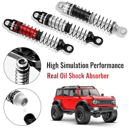 OGRC 60mm Long Travel RC Shock Absorber Oil Damper for TRX4M 1/18 RC Car | Oil-filled, Aluminum, for Traxxas TRX4M Upgrade Parts, Silver - color: Black Silver