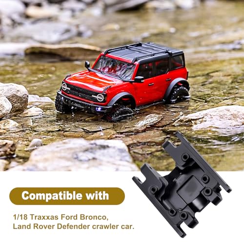 Aluminum Skid Plate Transmission Mount Heavy Duty for TRX4M K10 High Trail F150 Bronco Defender 1/18 Crawler Car Upgrades (Black Silver) - color: Black Silver