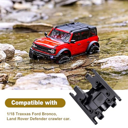 Aluminum Skid Plate Transmission Mount Heavy Duty for TRX4M K10 High Trail F150 Bronco Defender 1/18 Crawler Car Upgrades (Black Silver) - color: Black Silver
