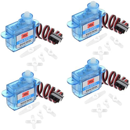 GH-S37D Ultra-Light Micro Servo - Mini Small 3.7g Digital Servo Motor for RC Car Plane Helicopter & Boat for Arduino, Raspberry Pi, Pack of 4