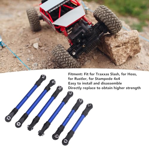 RC Tie Link Rods Set,6pcs RC Car Steering Tie Rod Aluminum Alloy Universal Spare Parts for Traxxas Slash Hoss Rustler,Improved Strength and Durability - color: Blue