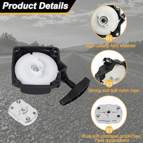 Gekufa 33cc Recoil Pull Start Starter for Compatible with ATVs Pocket Dirt Bike 43cc 47cc 49cc 50cc Gas Scooters Pocket Bikes Mid-Bikes Mini-Choppers Small Quads with Claw Pawl Cog (Set of 2)
