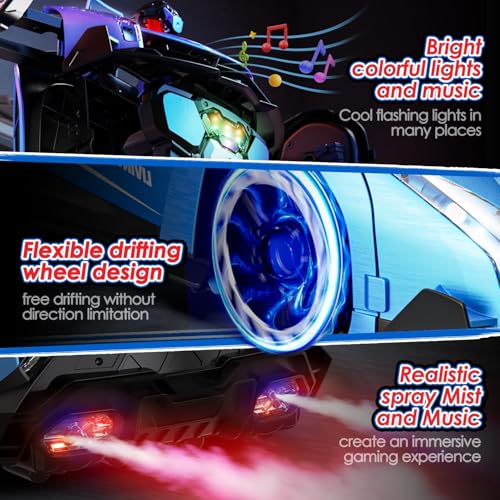 Holyton 1:10 Transforming RC Car, Large Remote Control Car | One-Button Transform to Robot, 2.4GHz Remote Control, Gesture Sensing, LED Lights, 80-Min Playtime, Gift for Kids Ages 5-12 - color: Blue