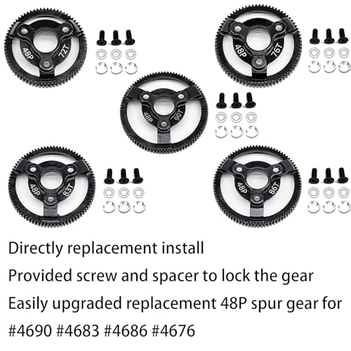 RC 48P 83T & 86T Spur Gear Hardened Steel Spur Gear Upgrades Part for Traxxas 1/10 Slash Stampede Rustler Bandit 2WD VXL XL-5 F-150 SVT, (83T & 86T) - size: 48P-Spur Gear-83T 86T