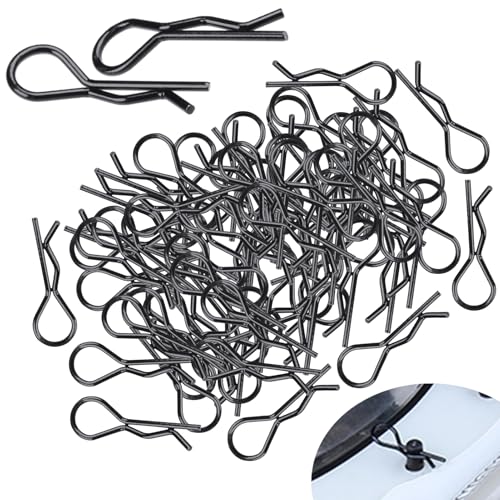 Hobbypark (100-Pack) RC Body Clips Bent R Pins Post Mount for 1/12 1/10 Scale RC Car Truck Crawler Buggy Shell Replacement Parts Black