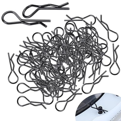 Hobbypark (100-Pack) RC Body Clips Bent R Pins Post Mount for 1/12 1/10 Scale RC Car Truck Crawler Buggy Shell Replacement Parts Black