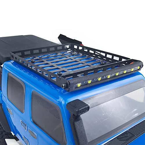 MORLORDY Stainless Steel RC Roof Rack Luggage Rack with LED Light Bar Screw Set for 1/24 RC Crawler Car Accessories SCX24 Upgrades Gladiator AXI00005 Parts