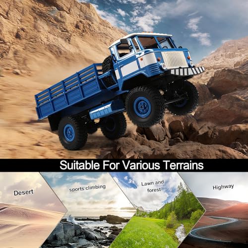 jaming WPL B-24 Remote Control Car,1/16 Full Scale RTR RC Truck Car for Children's,RC Truck 4WD Climbing Off Road Vehicles 2.4GHz RC Crawler Gift for Adults Kids Hobby Toys(B24) - color: Blue