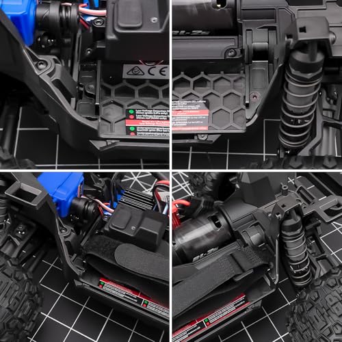 Battery Plate with Strap for Tra-xxas 1:16 Mini Maxx/XRT | Aluminium Mounting Tray 4WD VXL-3S Monster Truck Upgrades (Black) - color: Black