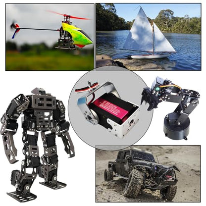 150KG Digital RC Servo,RDS51150 Dual Shafts 12V High Torque Stainless Steel Metal Gear Large Steering Servo Motor with Mounting Brackets for 1/5 RC Car Crawler Robotic Arm Control Angle 270°