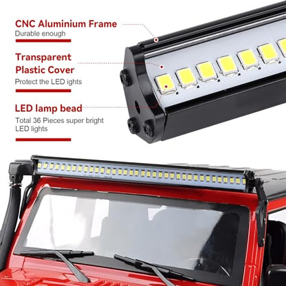 Super Bright RC LED Light bar Roof LED Lamp Kit 36 LED Light Bar for 1/10 Traxxas TRX4 SCX10 90027 SCX10 II 90046 RC4WD D90 RC Crawler Car (Type 2) - style: Type 2