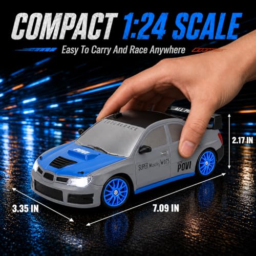 Liberty Imports RC Drift Car 1/24 2.4GHz 4WD Remote Control Sport Racing On-Road Vehicle with LED Light, Batteries and Drift Tires (Style 1) - style: Silver