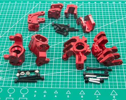 Upgrade Compatible with Axial 1/10 RBX10 Ryft 4WD Rc Crawler Car Steering Cup & Rock Bouncer Axle Mount & Steering Knuckles Aluminum Alloy Metal Accessory Parts(Red)