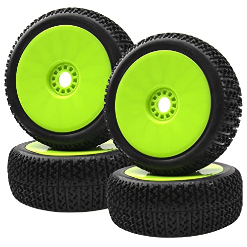12mm to 17mm Metal Wheel Hex Adapter Converter & OD 4.52" 1/8 RC Buggy Rubber Tires Tyre w/Plastic Rim 17mm Hex